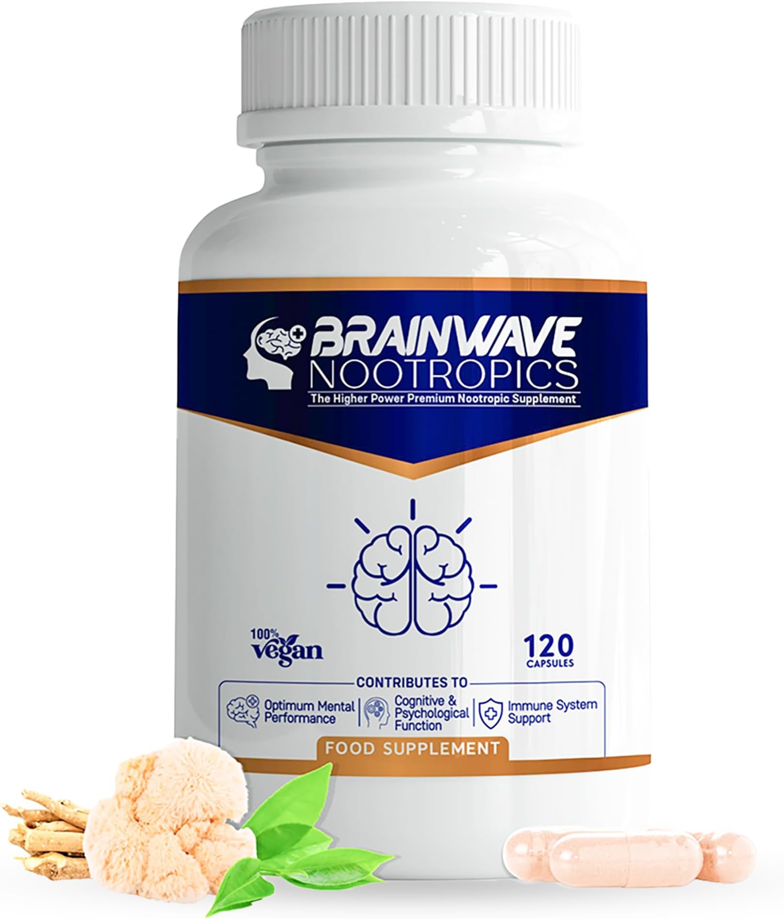 High-Dose Nootropic & Adaptogen Complex for Focus & Wellbeing | Research-Levels of Ashwagandha 1000mg, Lion’s Mane 1000mg, L-Theanine 300mg, Vitamins D3, B5, B12 & Zinc