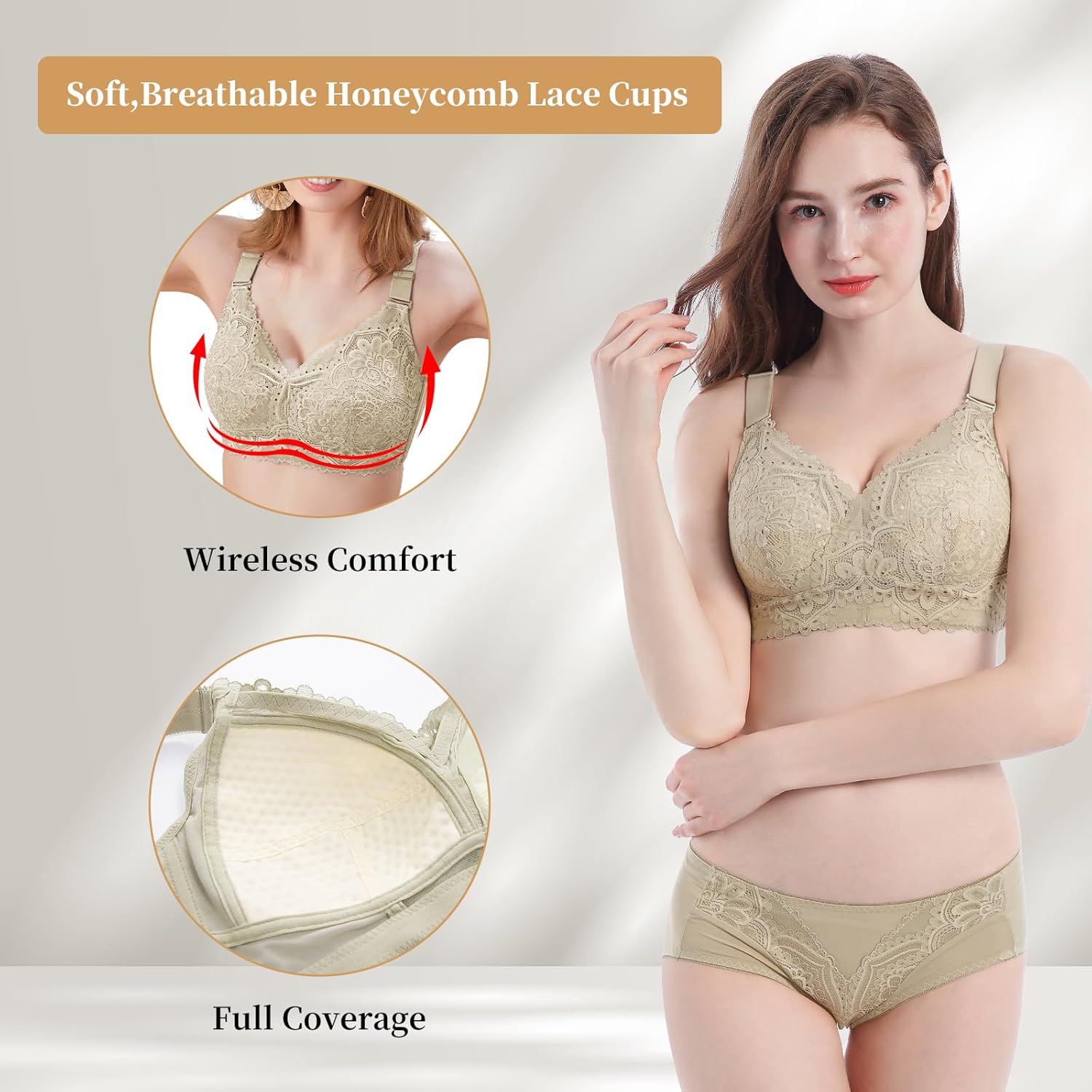 Baetty Minimizer Bras for Women No Underwire Full Coverage Wirefree Womens Bra - Image 3