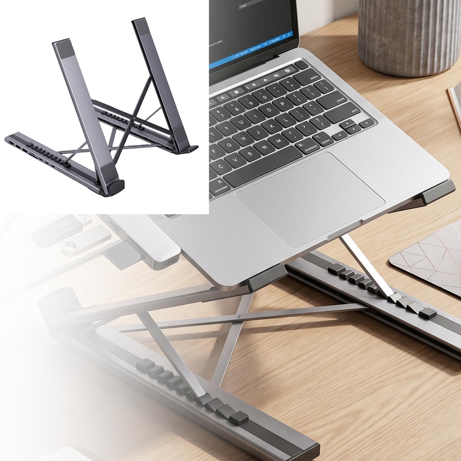 Stacja Dokująca do Laptopa, 4K Multimedia, dla Laptopów | Koncentrator USB C, ergonomiczna aluminiowa konstrukcja, szybkie ładowanie, laptopy 10-17 cali, regulowana podstawka