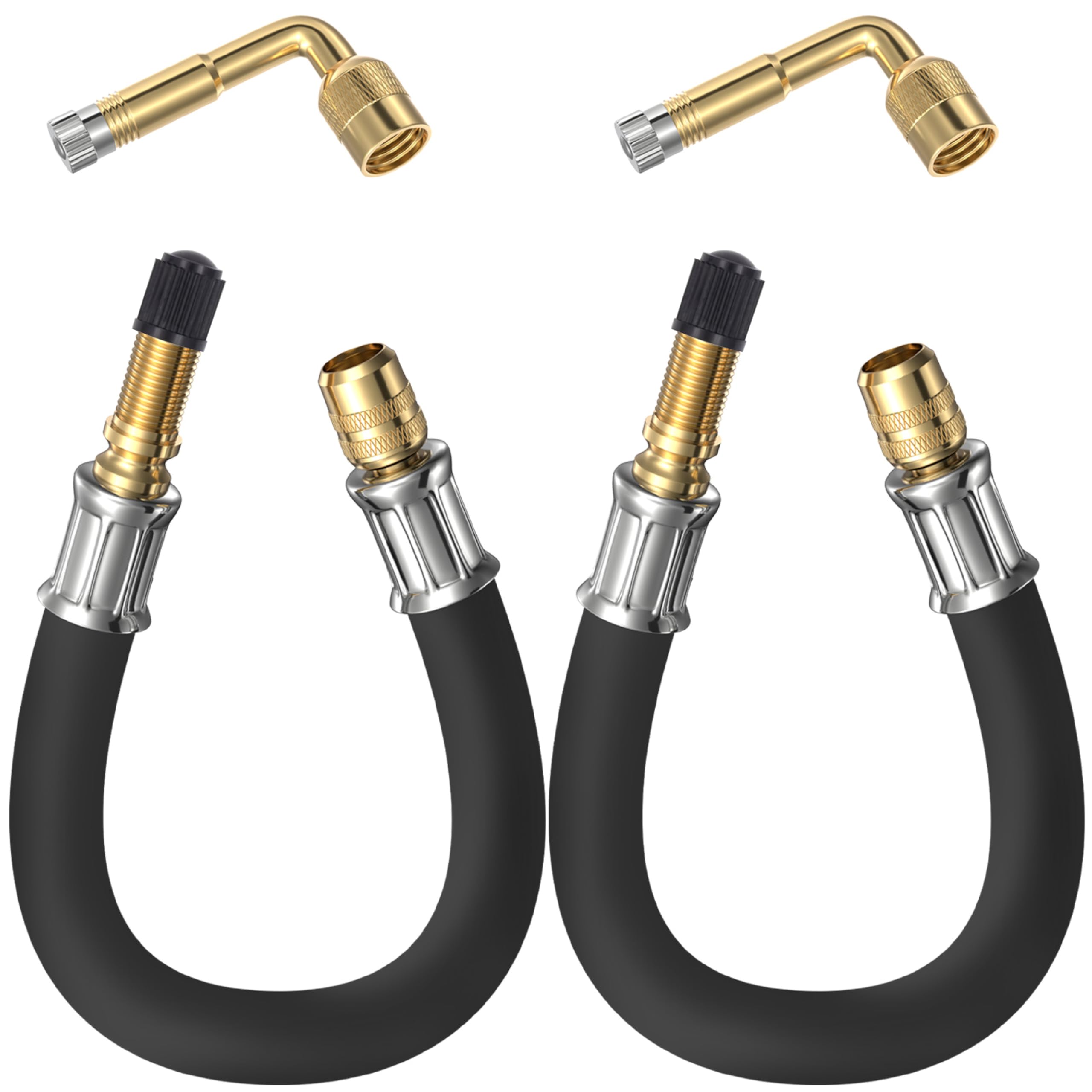 2 extensiones de válvula de neumático, extensión flexible de válvula de neumático Schrader de 8.25 pulgadas, adaptador de extensión de válvula de neumático de 90 grados, compatible con coches,