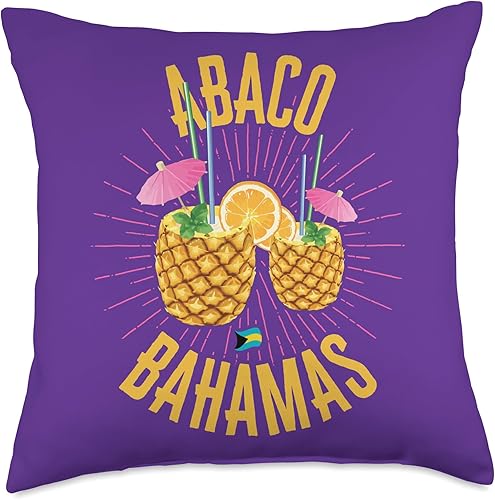 ISLAND701 Bahamas Souvenirs Online Vacation Cruise Abaco Bahamas Flag Cruise Vacation Bahamian Independence Throw Pillow, 18x18, Multicolor