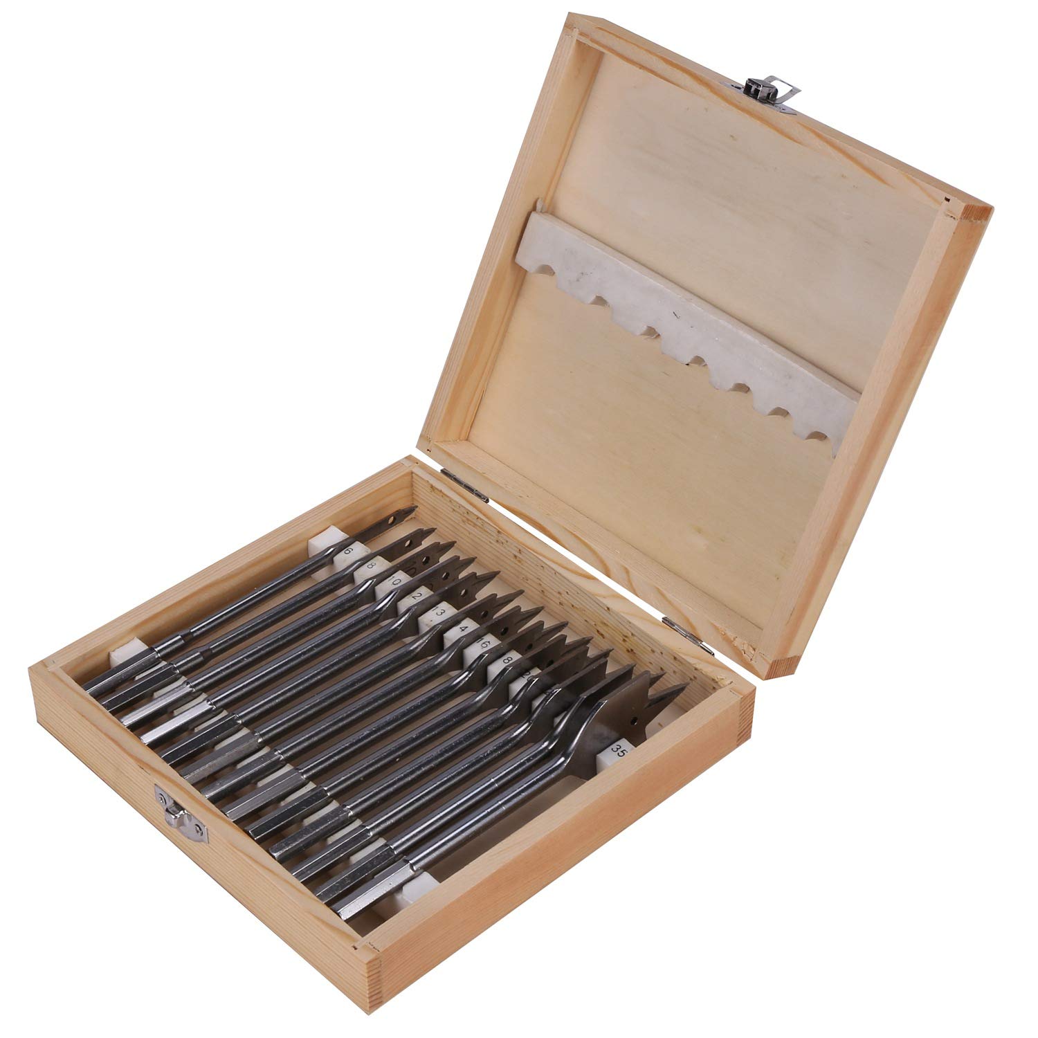 Littimoon 13Pcs Flat Spade Drill Bits Set Metal Bit Kit Hex Shank Woodworking Tool Accessories