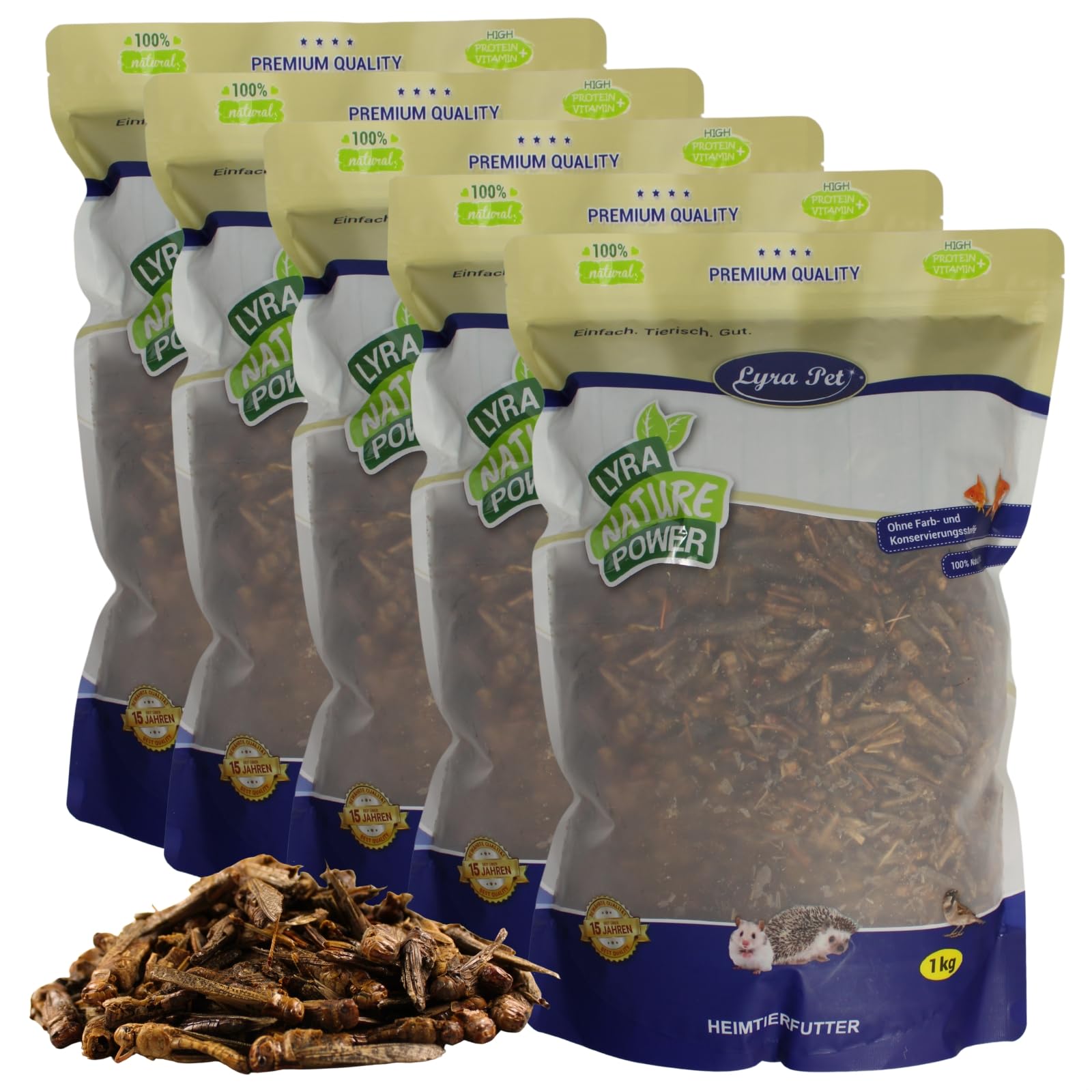 Lyra Pet® 5 kg Heuschrecken getrocknet Vogelfutter Wildvögel Nager | Reich an Proteinen & Mineralien - Schonend getrocknetes Vogefutter - Ideal als Ergänzung - Natürliches Futter