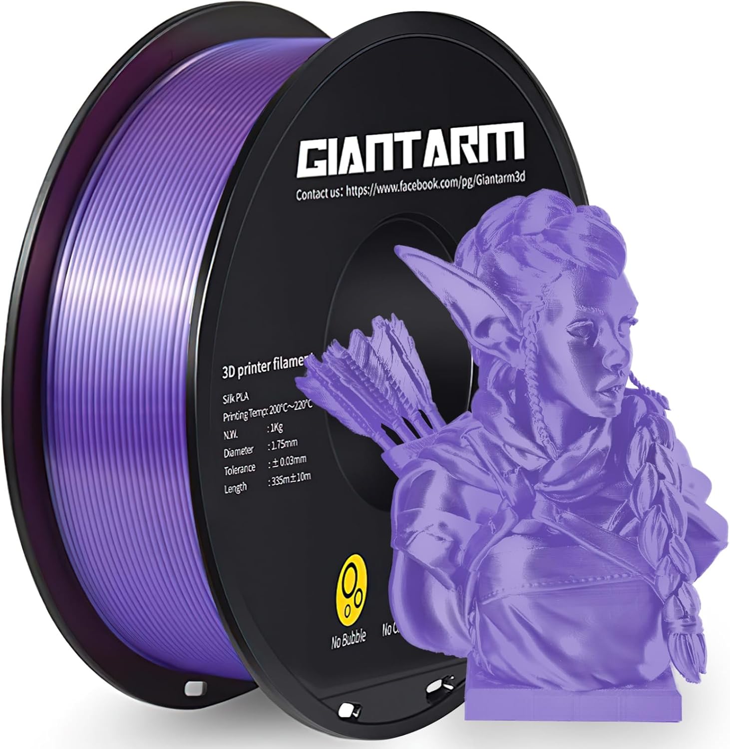 GIANTARM 3D Printer Filament 1kg,Silk Pink and Purple PLA Filament 1.75mm Dimensional Acuuracy +/-0.03mm,1080 Feet Per Roll,Vacuum Packaging