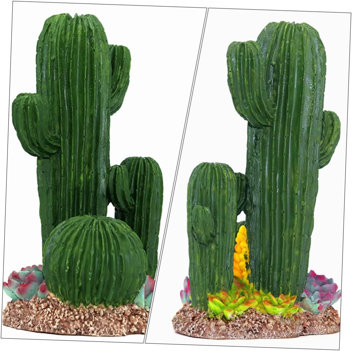 ERINGOGO Simulated Cactus Decoration for Reptile Tanks Lifelike Resin Cactus Adornment for Terrarium Suction Cups for Lizards Turtles and Other Small Reptiles