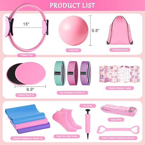 Miniatura 2 de Kit de pilates para mujer, juego de anillos de pilates, kit de equipo de pilates para mujeres entrenamientos en casa, kit esencial de pilates con