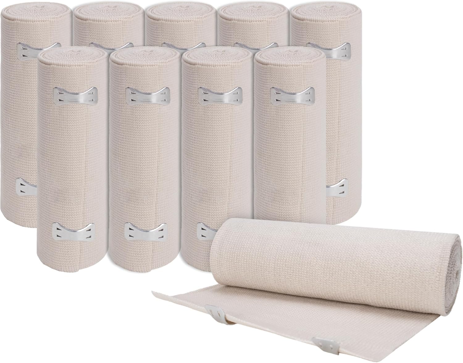 Elastic Bandage Wrap, 6 in x 15 ft Stretch, Reusable Body Compression Bandage Wrap for Wrists, Elbow, Knees, Ankles & Feet (10)
