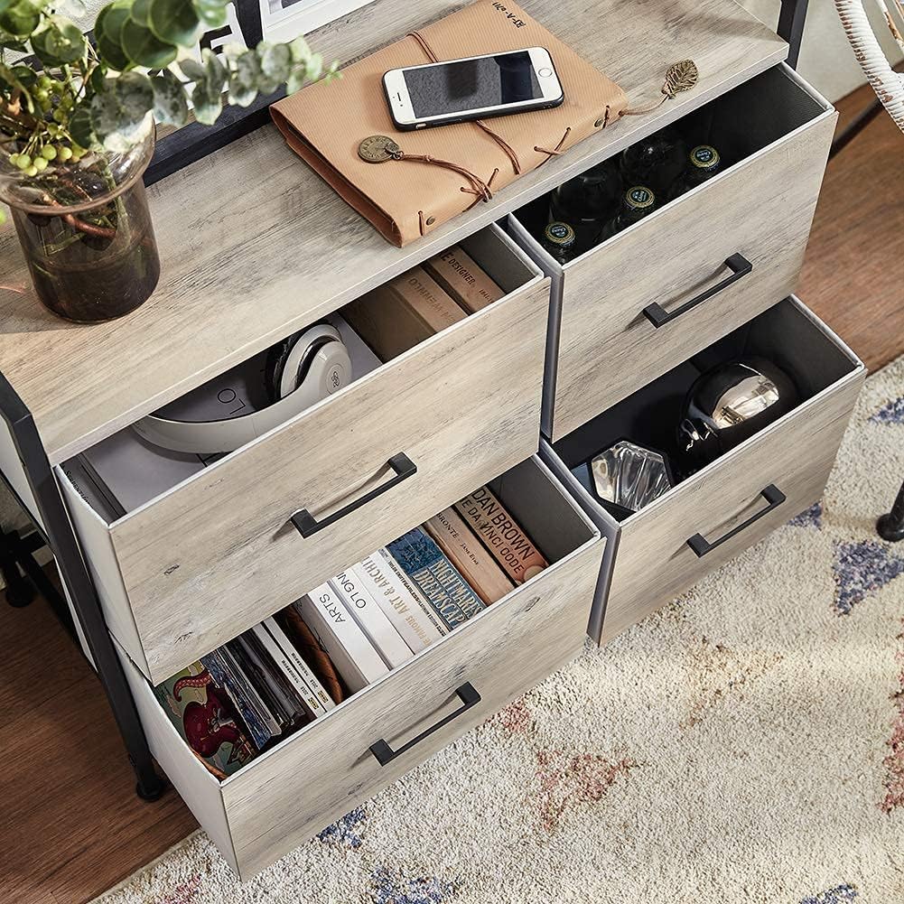 6 Drawer Dresser Wide Chest of Drawers Nightstand with Wood Top Rustic Storage Tower storage dresser Closet for Living Room, Bedroom, Hallway, Nursery, Kid -