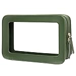 LETGO Clear Makeup Bags, TSA Approved Toiletry Bag with Zipper, Clear Makeup Organizer Fit Carry-on Travel Essentials,Clear Cosmetic Bags for Women Men (O-Green)