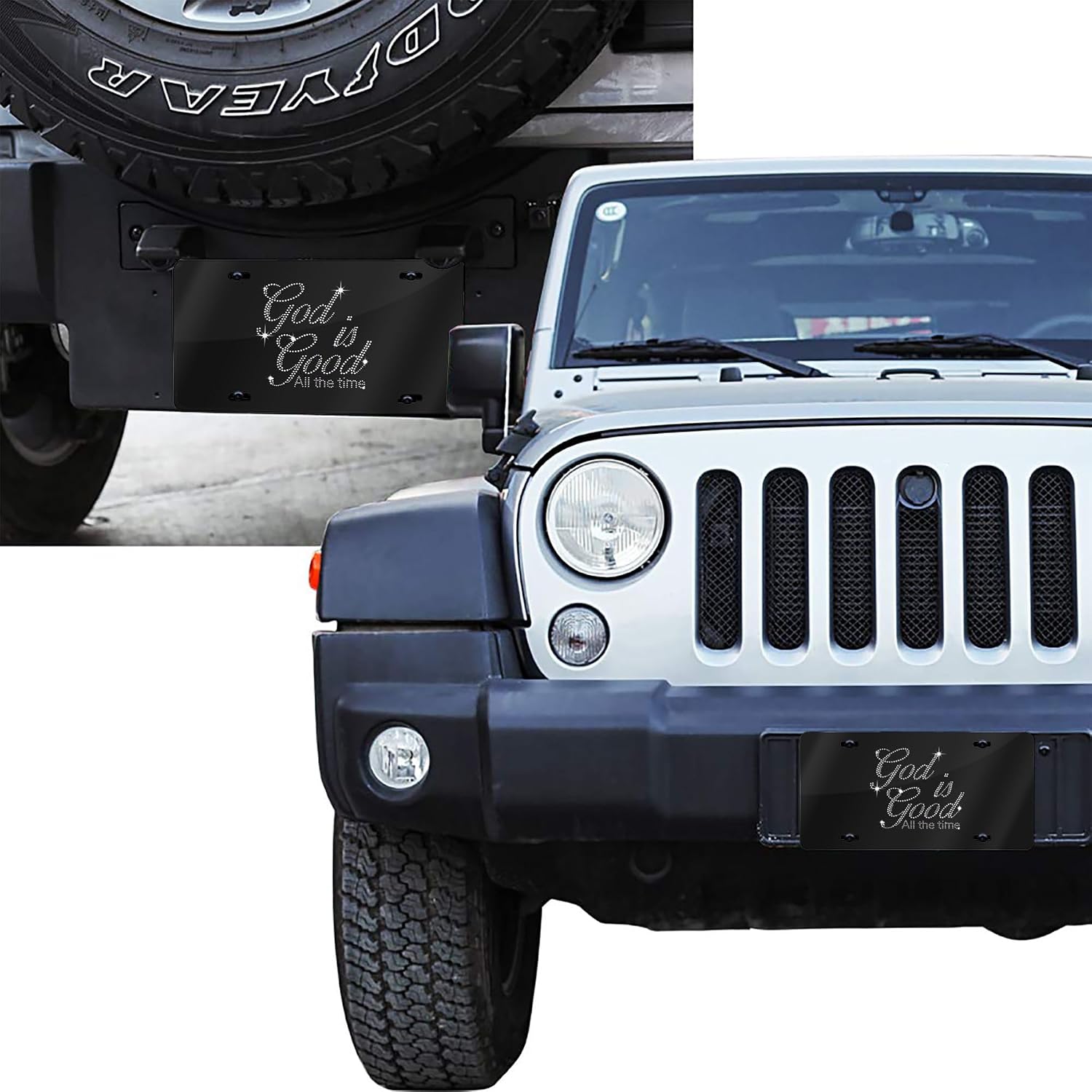 Aluminum License Plate Cover, Decorative Car Front Plate 12x6 Inch, Rust-Proof Metal Vanity Plate, Universal Fit Auto Tag for Car Truck SUV, Exterior Car Accessories - God is Good All the time