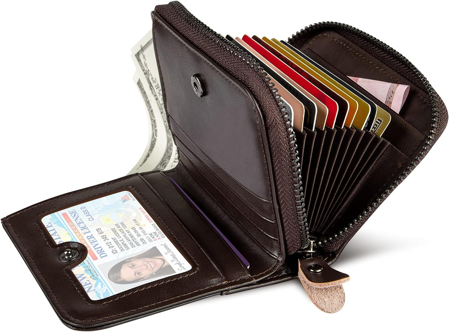 HUANLANG Mens Wallet RFID Blocking Multi Card Holder Wallets for Men Bifold Wallet with Zipper Small Men's Leather Wallet - Image 9