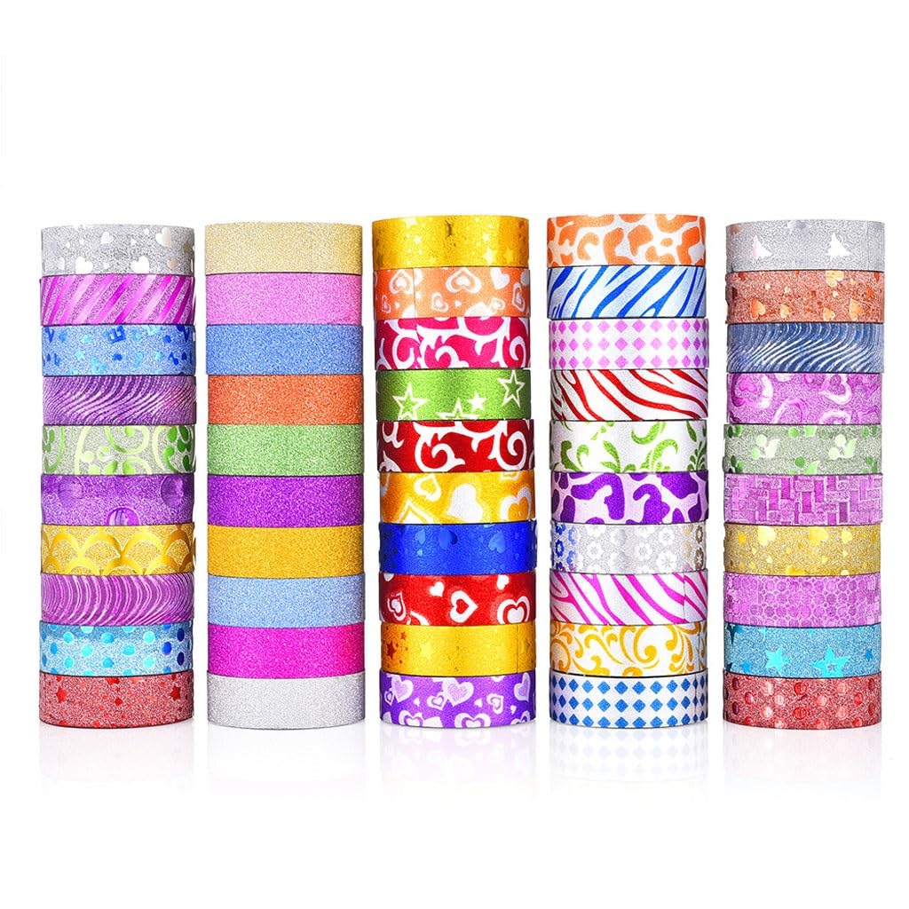 50 Pcs/lot Glitter Decorative Adhesive Tape Masking Washi Set DIY Scrapbooking Sticker Label
