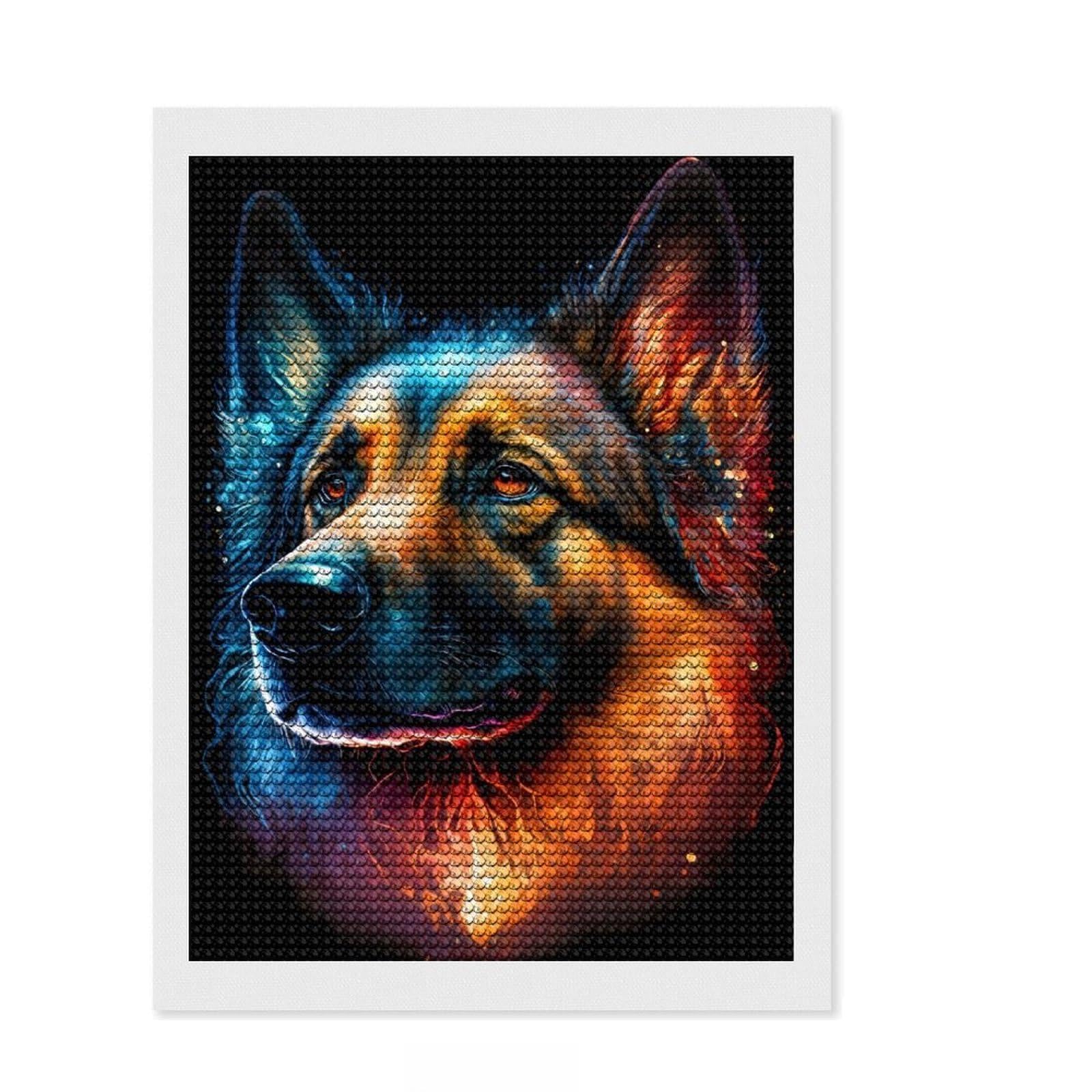 Junmoney Shepherd Round Drill Diamond Painting 12"x16", Stress Relief Craft, Aesthetic Room Decor, for Adults, Festive Craft Gift