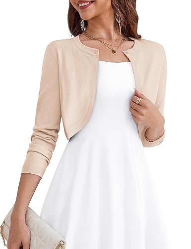 OmicGot Women's Long Sleeve Cardigan Knit Sweaters Cropped Open Front