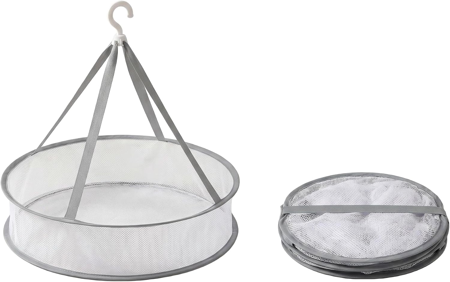 2 Pack Collapsible Round Hanging Mesh Drying Rack, Foldable Flat Dry Net for Delicates, Sweaters & Lingerie