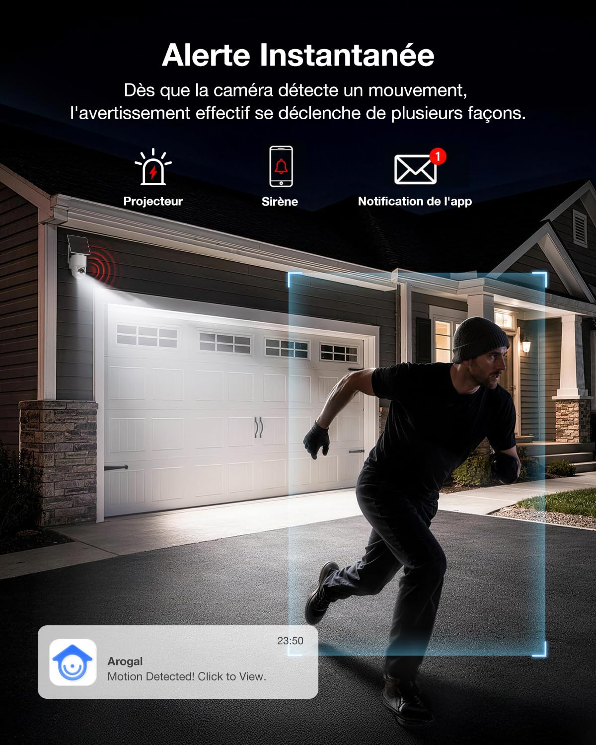 Tical 4MP Caméra Surveillance WiFi Exterieure sans Fil Solaire | AOV 24/7 Caméra de Sécurité avec Panneau Solaire, 360° PTZ Détection Humaine par AI, IP66 avec le Wi-Fi 2,4 GHz, 2pcs