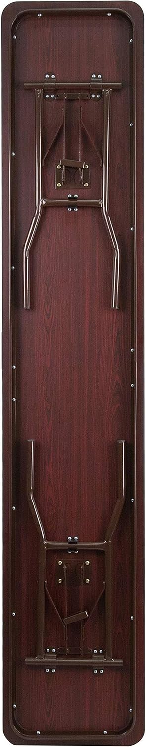 BOWERY HILL 18" x 96" Rectangular Folding Table, Mahogany Finish, High Pressure Laminate Top, 18 Gauge Steel Legs, Training Style Table for Classroom, Banquet Hall or Hospitality Use