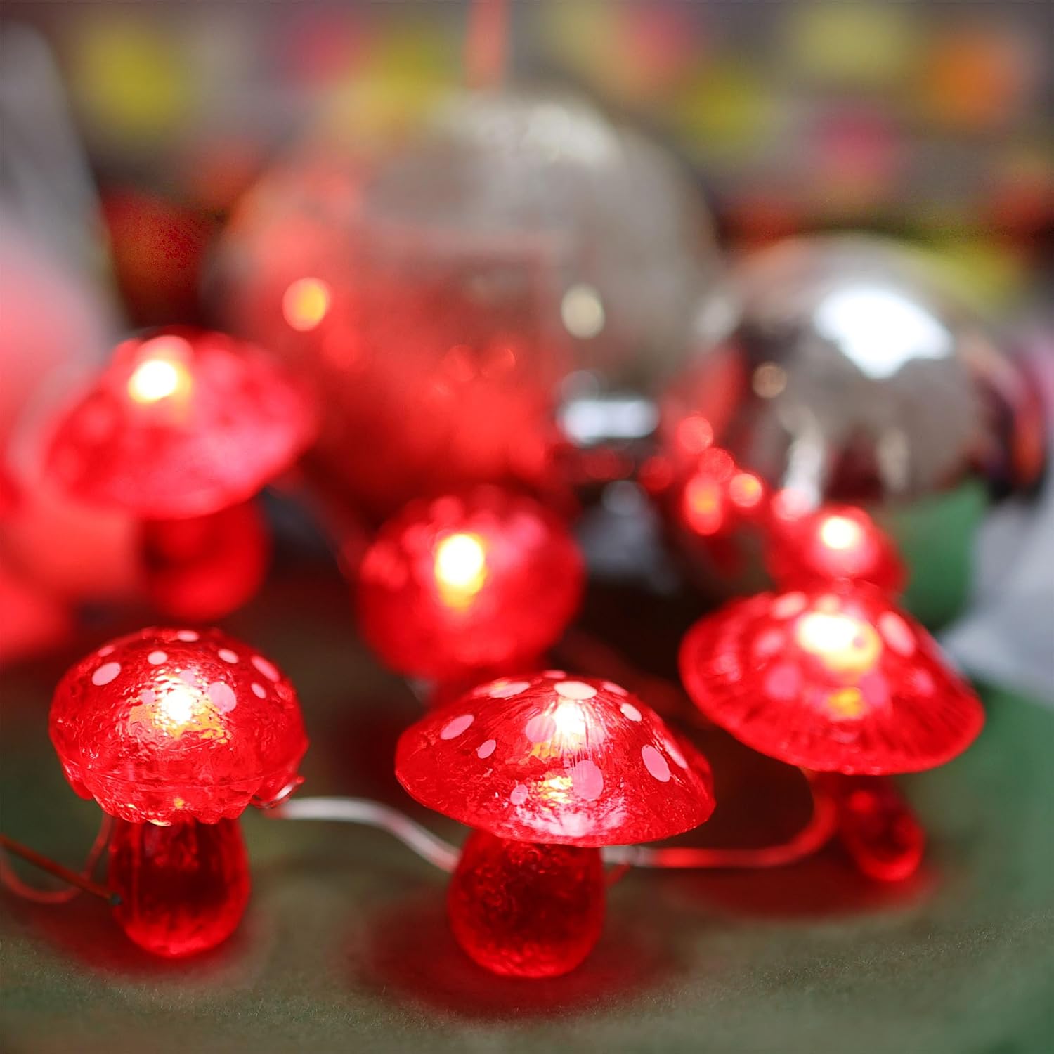3D Mushroom Solar Lights for Outside Solar Garden Lights-40LED 14ft Waterproof Fairy Mushroom Gifts Novelty Mushroom Decor for Yard Patio Window Balcony Yule Decoration image 3