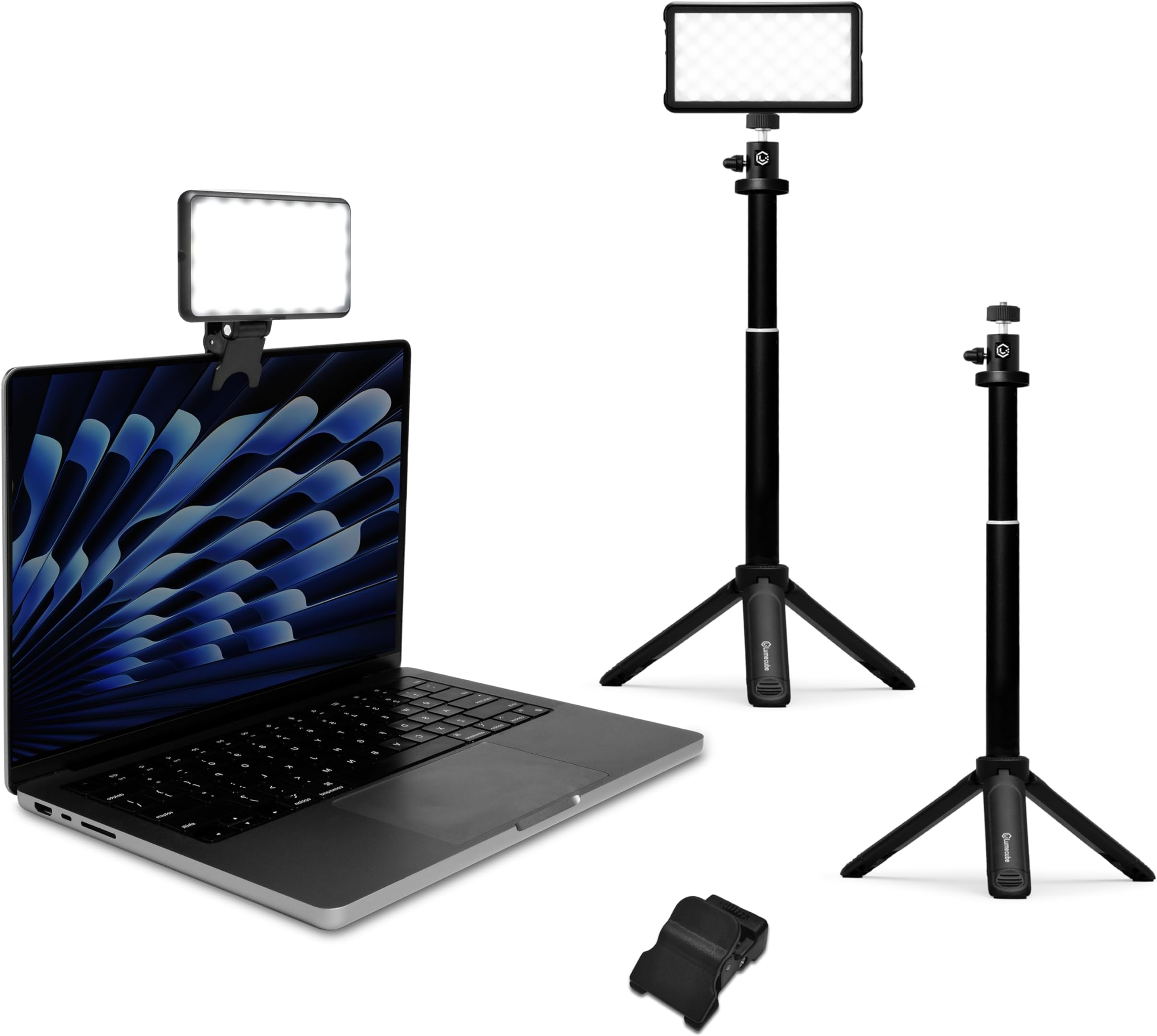 Lume CubeBroadcast Lighting Kit Live Stream Webcam Light for Computer & Laptop Enhance Video Calls Streaming & Vlogging Include Adjustable Tripod & Laptop Clip Adjust Brightness & Color Temperature