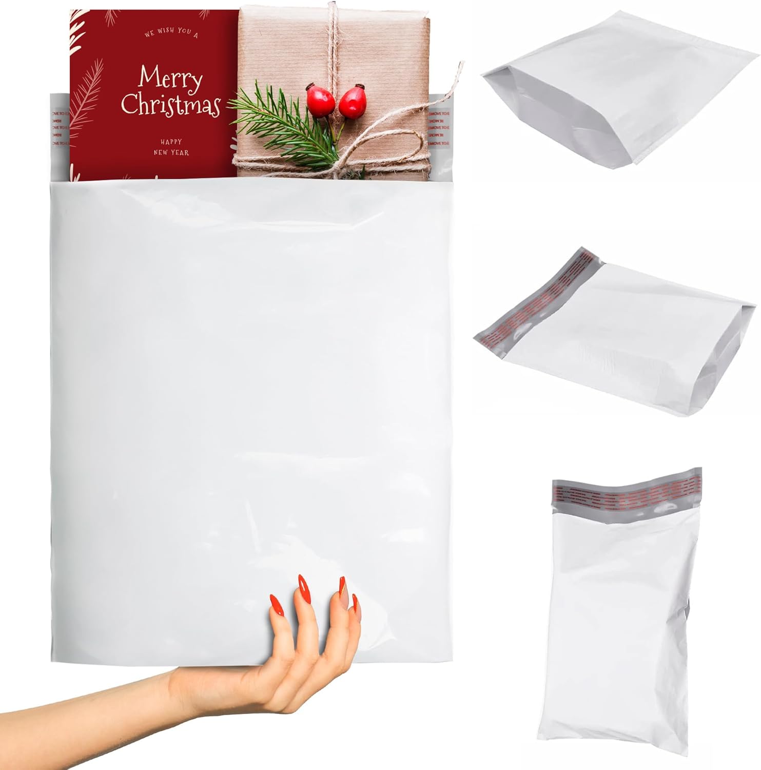 ABC PACK & SUPPLY Gusseted Poly Mailers, 10 x 13 x 2 Inch, 2.5 Mil White Shipping Bags for Clothing, Self Seal Plastic Mailing Envelopes, Pack of 100