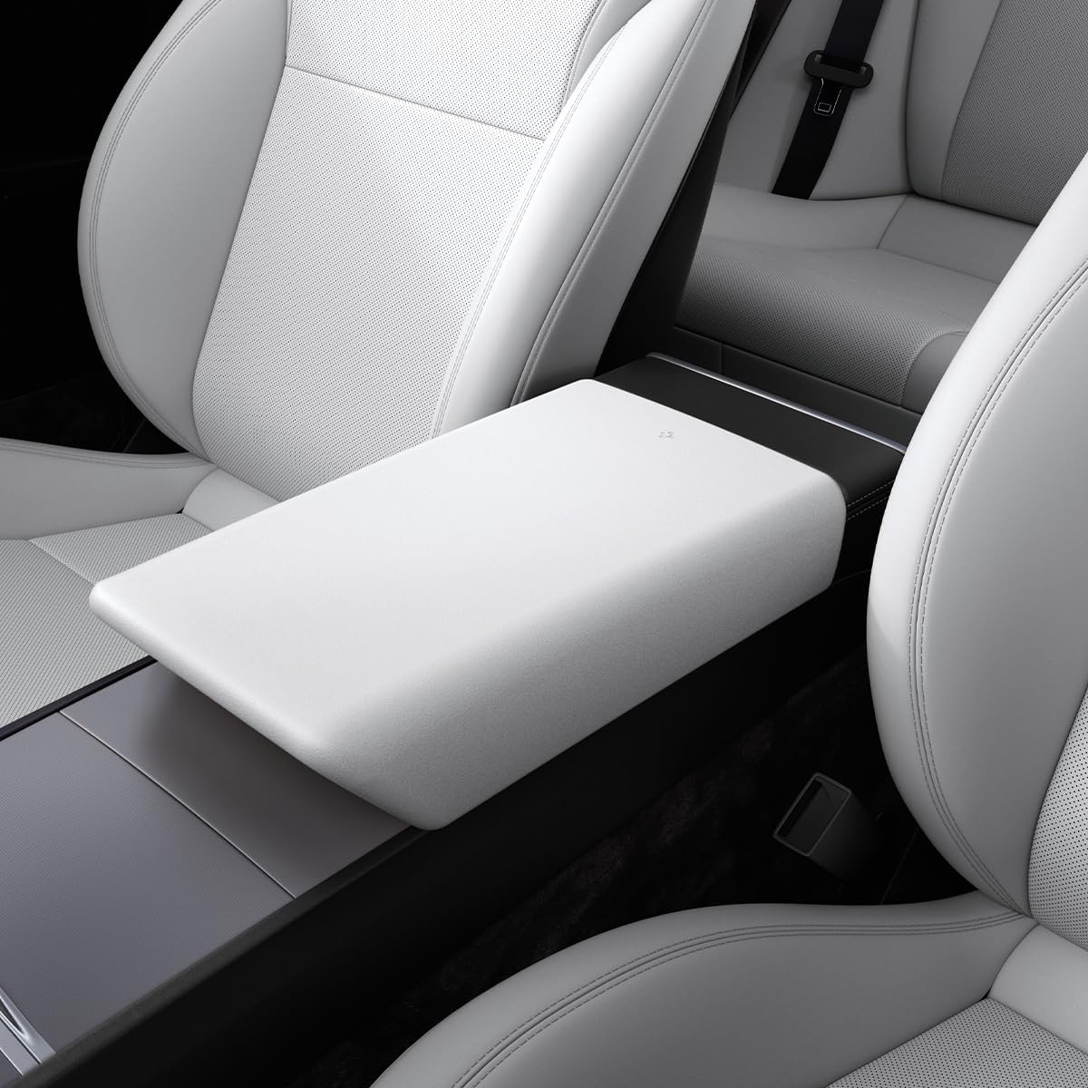 Spigen Tesla Model Y 2025 Juniper and Model 3 Highland 2024 2025 Highland Armrest Cushion Cover Designed for Tesla Accessories - White