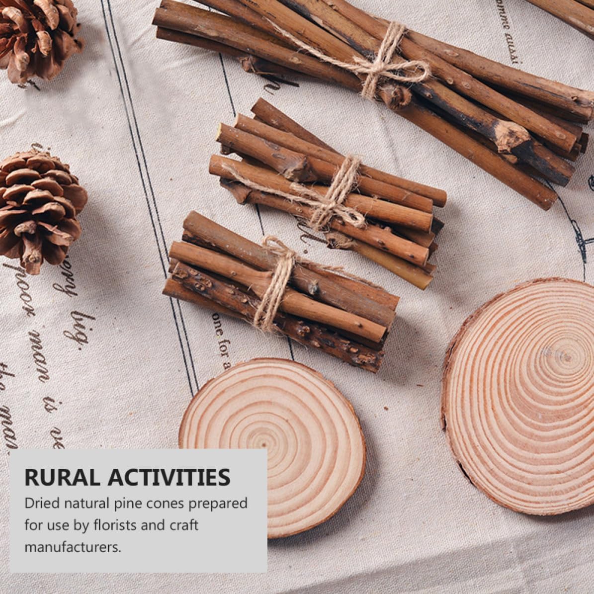 21pcs Christmas Wooden Sticks Pine Cones Rustic DIY Craft Xmas
