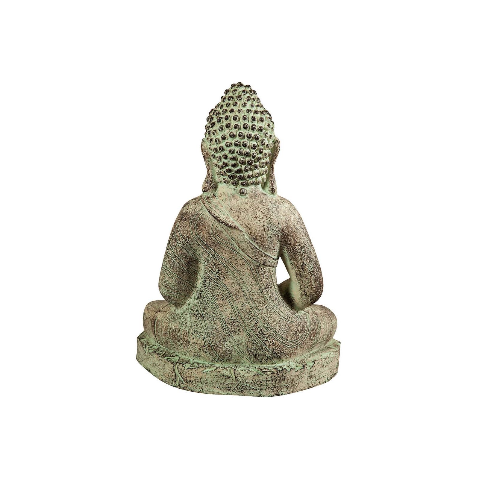 Biscottini Statua buddha 55,5x28,5x38,5 cm - Buddha statua in resina - Buddah da arredo color oro anticato - Statua buddha grande arredo interno ed esterno