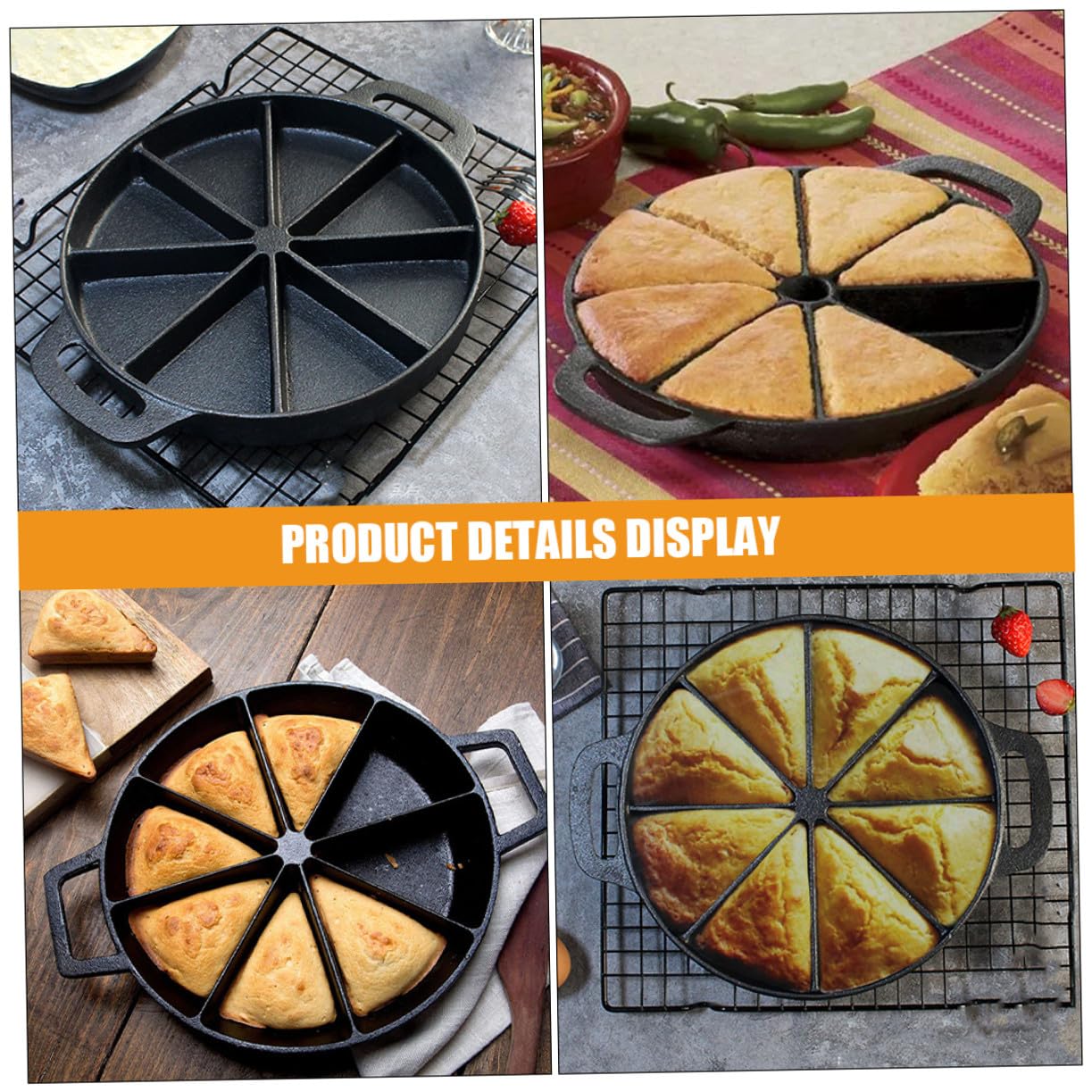 Gusseiserne Runde Brotform mit 8 Kanten und Sicheren Doppelgriffen Vielseitig für Herd und Backofen in Moderner Küche Robuste Backform für Maisbrot und Kuchen