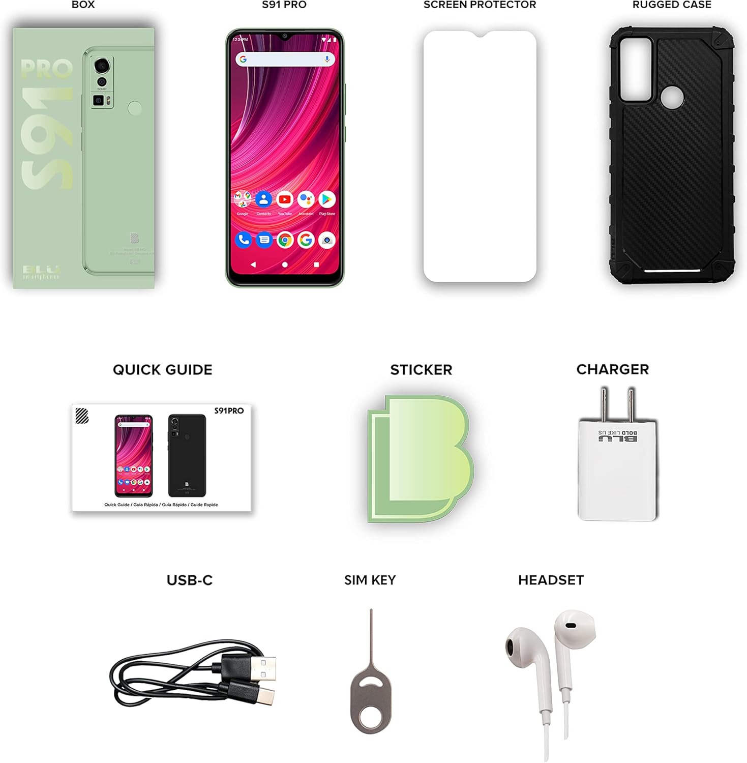 BLU S91 Pro | 2022 | 3-Day Battery | Unlocked | 6.5” Full HD+ Display | 128/4GB | Triple 50MP Camera | US Version | US Warranty | (Green) image 7 of 7 B0B94NMYTN