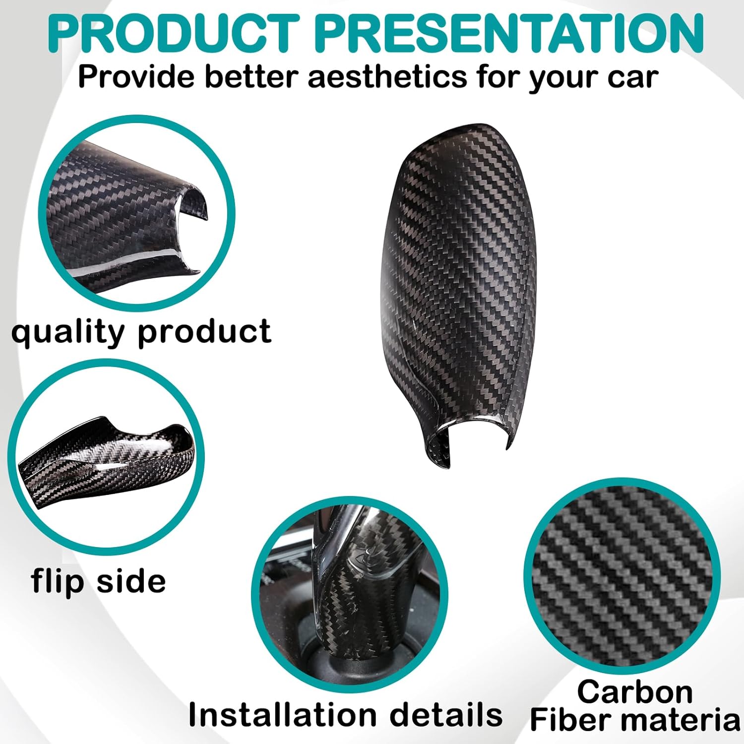 Gear Shift Knob Head Cover Compatible with BMW G30 5 Series F06 6 Series G11 7 Series G01 X3 G02 X4 Car Gear Head Cover Gear Handle Gear Lever Protective Shell(Carbon Fiber，Black)