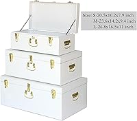 Vista 72 de Vixdonos Juego de 2 baúles decorativos de almacenamiento de caja de metal con asa (blanco con cierres de bronce)