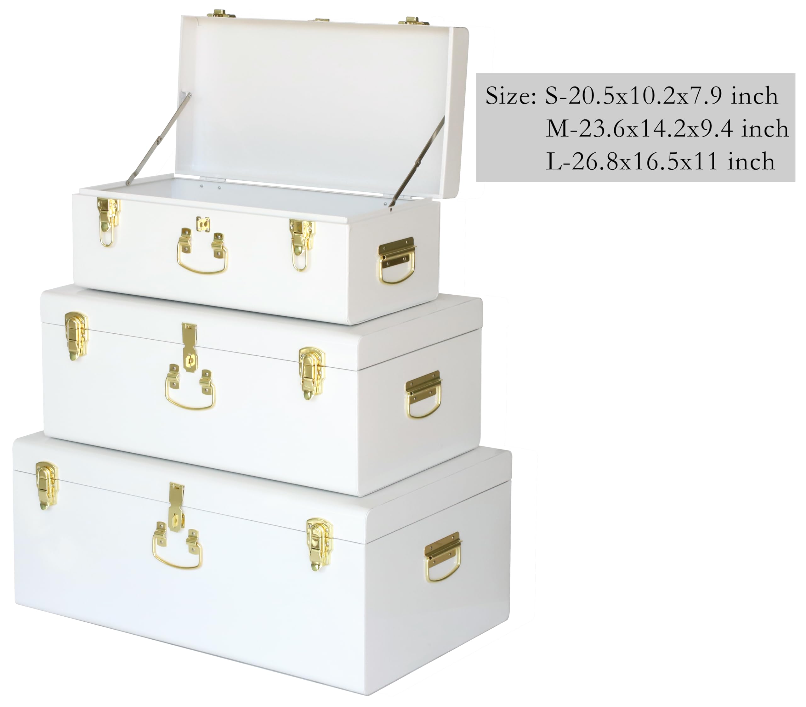 Amazon.com: Vixdonos Decorative Box Set of 3 Metal Trunks Chest