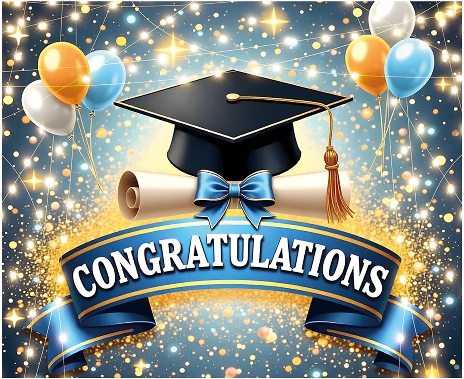 Congratulations Grad Backdrop - Graduate Ceremony Photography Background Prop | Congratulations Photo Booth Backdrop, Party Favor for High School, College, University