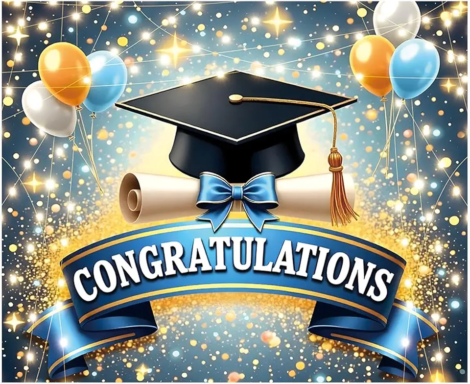 Congratulations Grad Backdrop - Graduate Ceremony Photography Background Prop | Congratulations Photo Booth Backdrop, Party Favor for High School, College, University