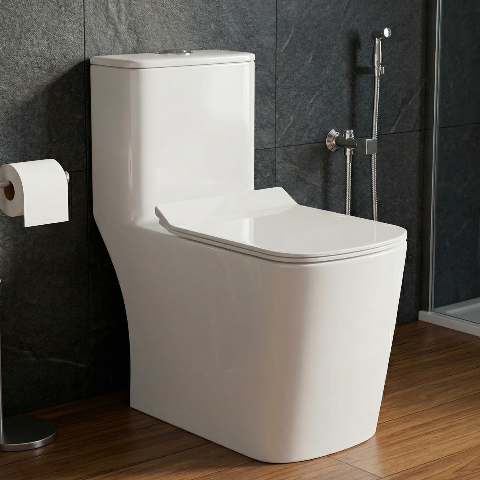 B Backline One Piece Ceramic Floor Mounted Commode 6D Siphonic Flushing/Water Closet/WC/European Toilet With Soft Close Seat Cover - (White) For Bathroom (S Trap (OUTLET IS FROM FLOOR) 7)-image-19