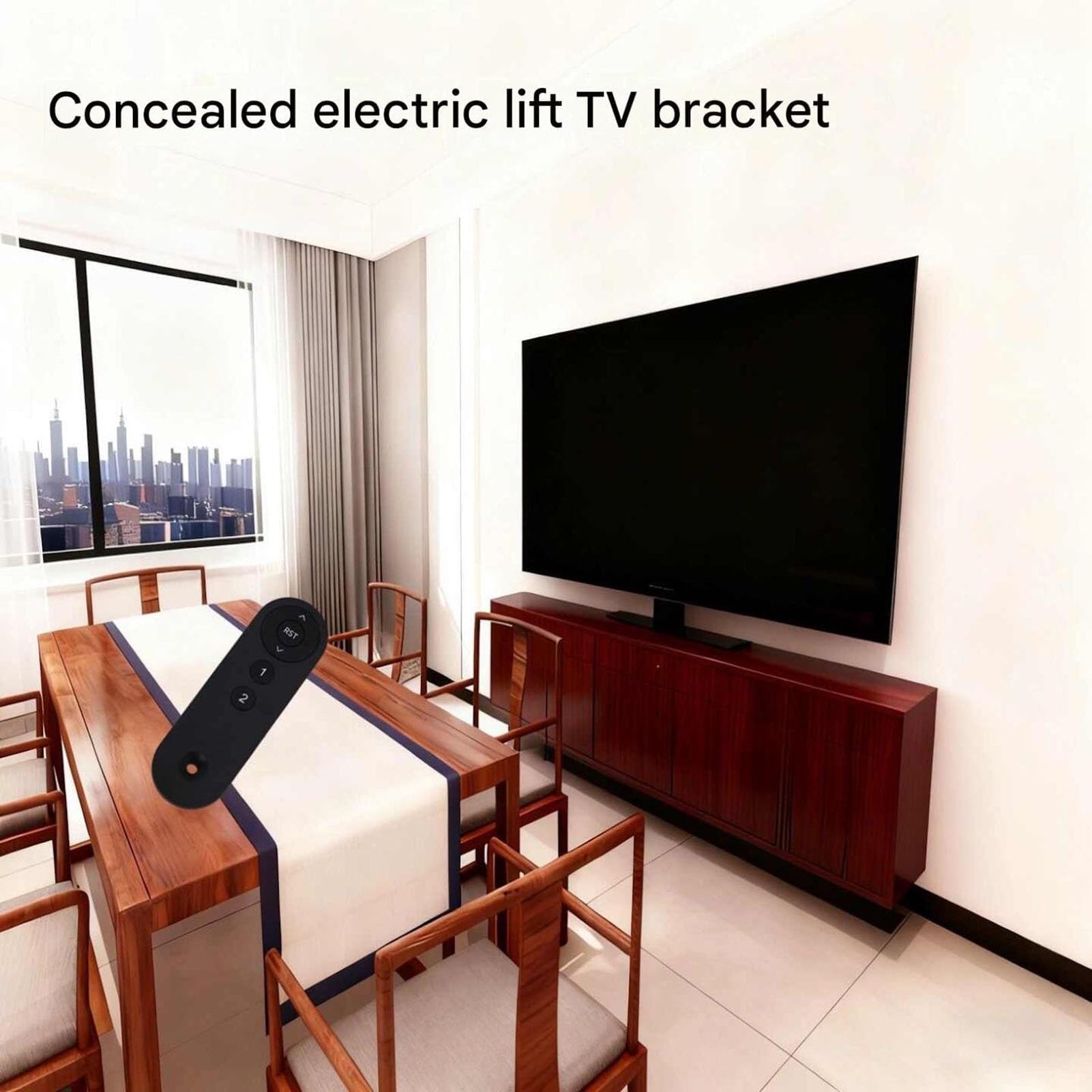 Soporte Ajustable para TV – Elevador Eléctrico para TV – Soporte Motorizado con Mando A Distancia, Ocultable En Un Mueble, Capacidad De hasta 60 Kg(For TV 42-70in Lifting 710-1610mm)
