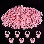 NXJ INFILILA Glue Rings, 300PCS Glue Rings for Eyelash Extensions, Disposable Holder for Eyelash Extension Supplies, Makeup Plastic Nail Art Tattoo Adhesive Pigment Holders Pink