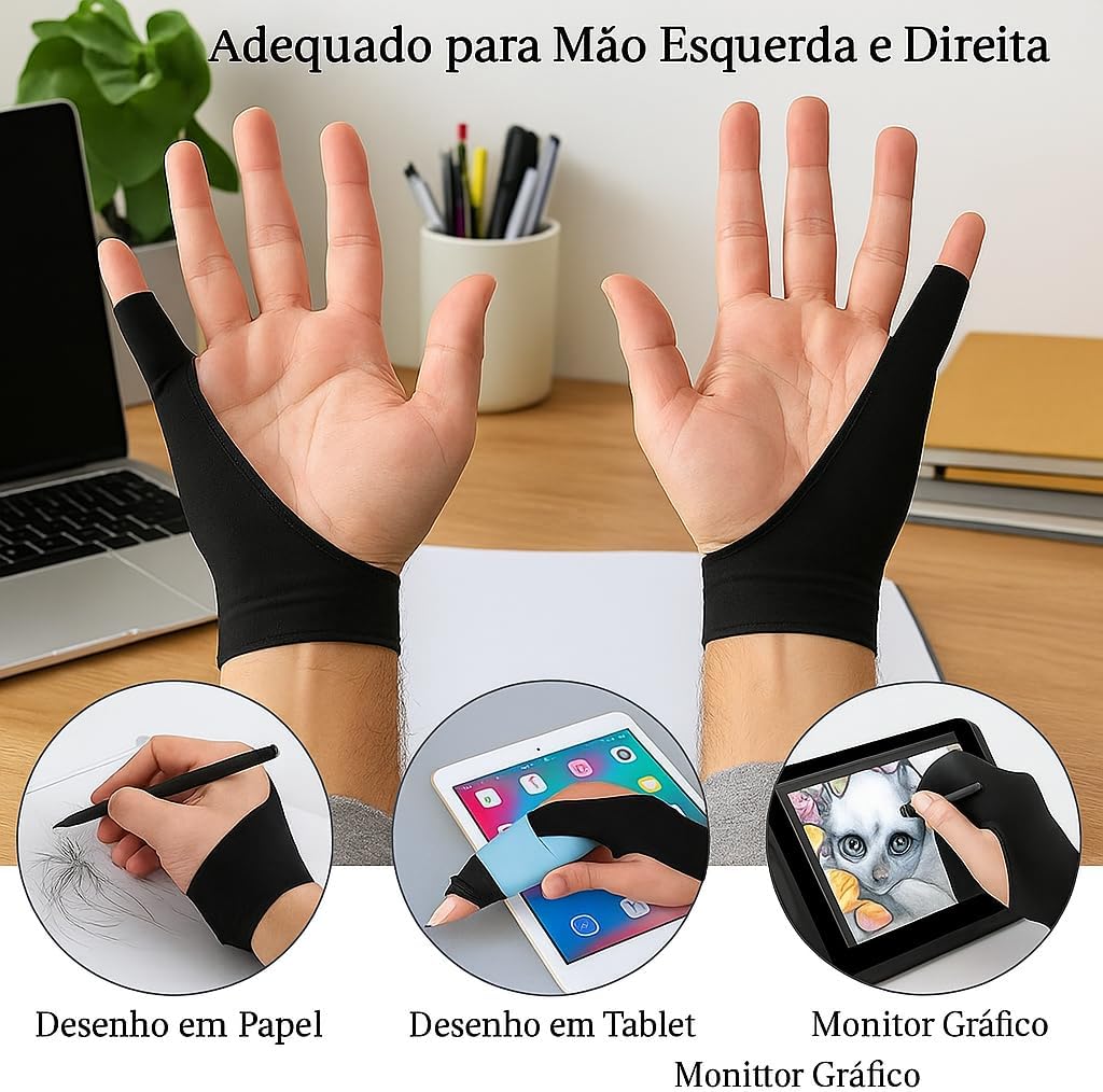 Luva de Desenho para Mesa Digitalizadora Profissional para Tablet iPad e Papel Reduz Atrito Evita Manchas e Melhora Precisão Melhora Luva de Desenho para Mesa Digitalizadora Profissional para Tablet iPad e Papel Reduz Atrito Evita Manchas e Melhora Precisão Melhora