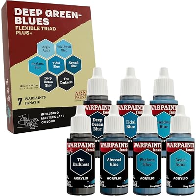 The Army Painter Warpaints Flexible Triad PLUS+: Deep Green-Blues, 7 x 18 mL Acrylic Paints - Miniature Quality Hobby Paint for Dungeons and Dragons (D&D) & Warhammer Miniatures