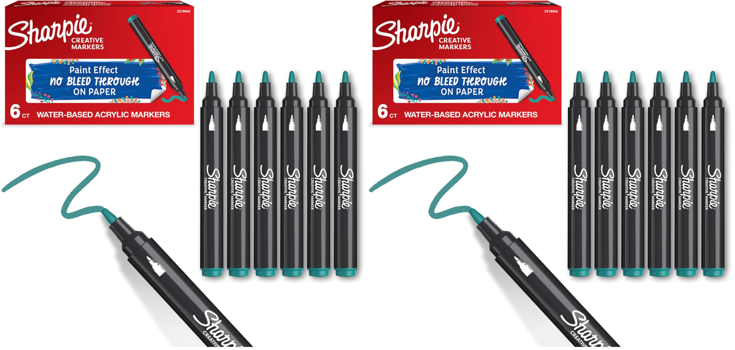 SHARPIE Akrilik markör, Yuvarlak uç, Yeşil (2 paketi)