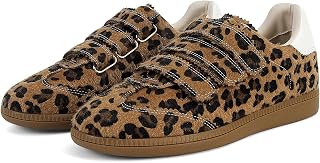 Fashion Sneakers for Women Leather Tennis Shoes Lightweight Hook & Loop Sneakers Non-Slip Cute Walking Shoes