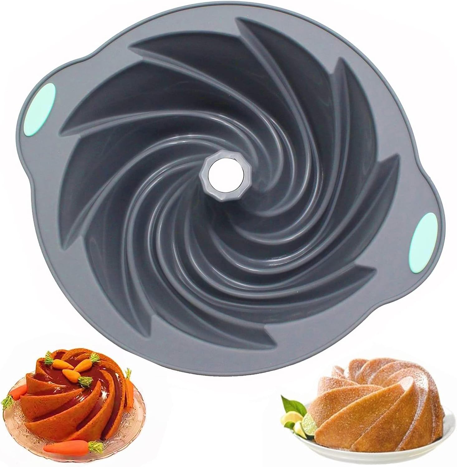 Amazon Bundt ケーキパン ノンスティック 10インチ シリコンケーキパン ミニバントパン型 Para Gelatinas