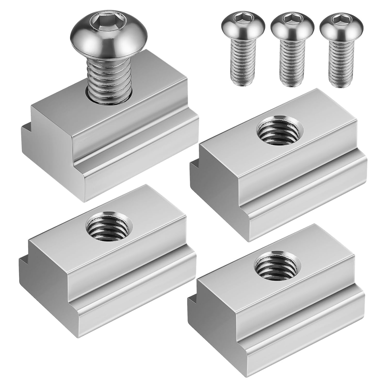 Ciieeo 4pcs Stainless Steel Nut Accessories Threaded t Slot Nuts Bed Rail t Slot for Truck Bed Rail Mounting