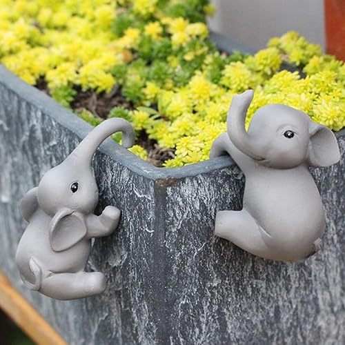 Set of 2 Climbing Elephant Figure Plant Pot Hanger, Turtle