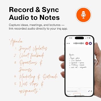 inq Smart Writing Set Converts Handwriting to Text Real Ink on Real Paper - AI Note Taking, Voice Recording and Transcription, For iPhone and Android - Smart Pen & Notebook (A5, Journal Size)