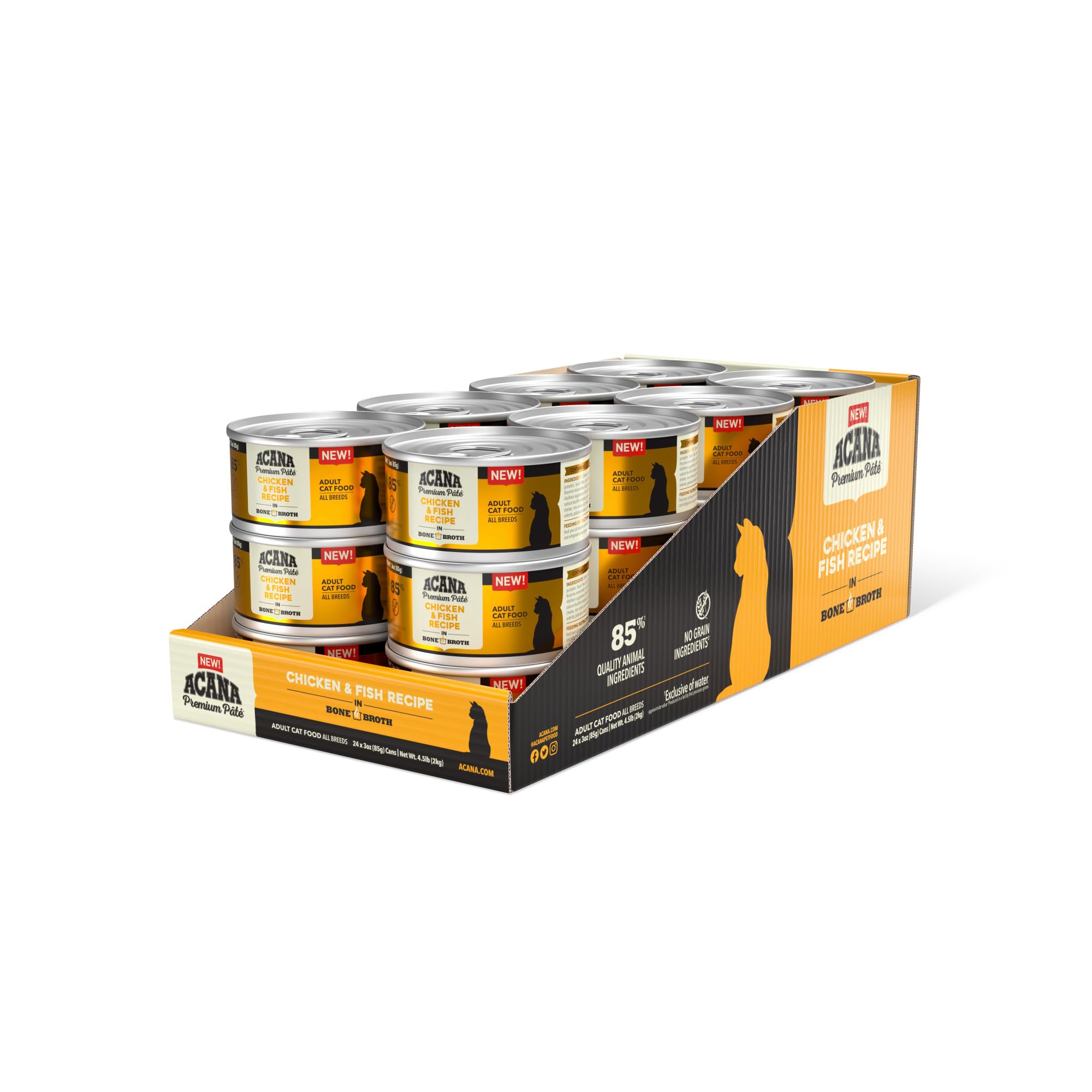 ACANAPremium Pate Wet Cat Food in Bone Broth Chicken + Fish Recipe 3oz Cans (24 count)