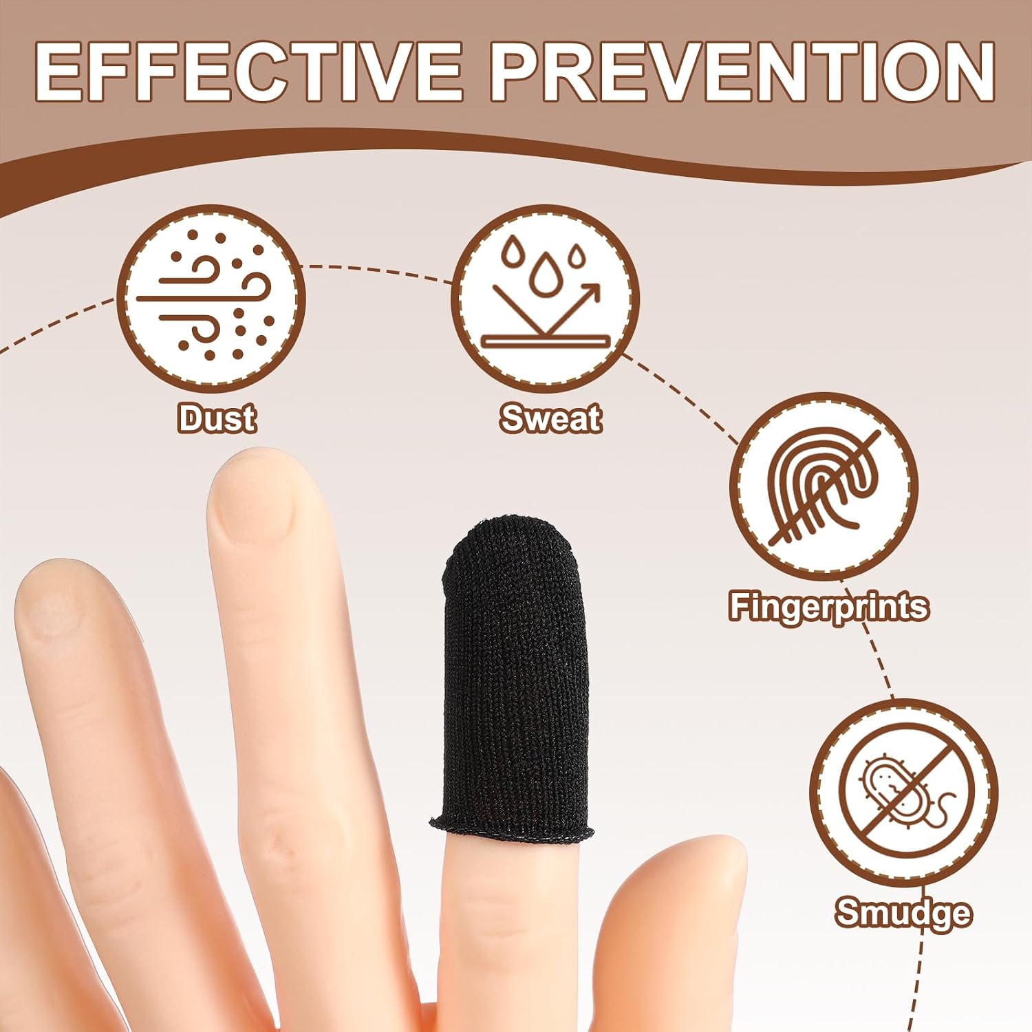 PATIKIL Controller Finger Thumb Sleeve, 120 Pack Mobile Gaming Finger Sleeve Silver Fiber Tip Gloves Anti-Sweat Breathable for Phone Game Touchscreen Devices, Black