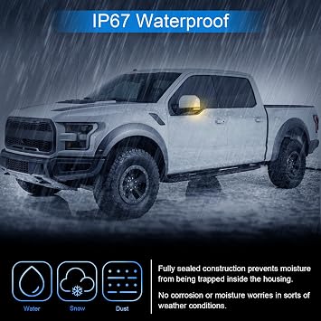LED Sequential Mirror Turn Signal Lights Replacement for 2015-2020 F150 2PCS Smoked Mirror Turn Signal Lights