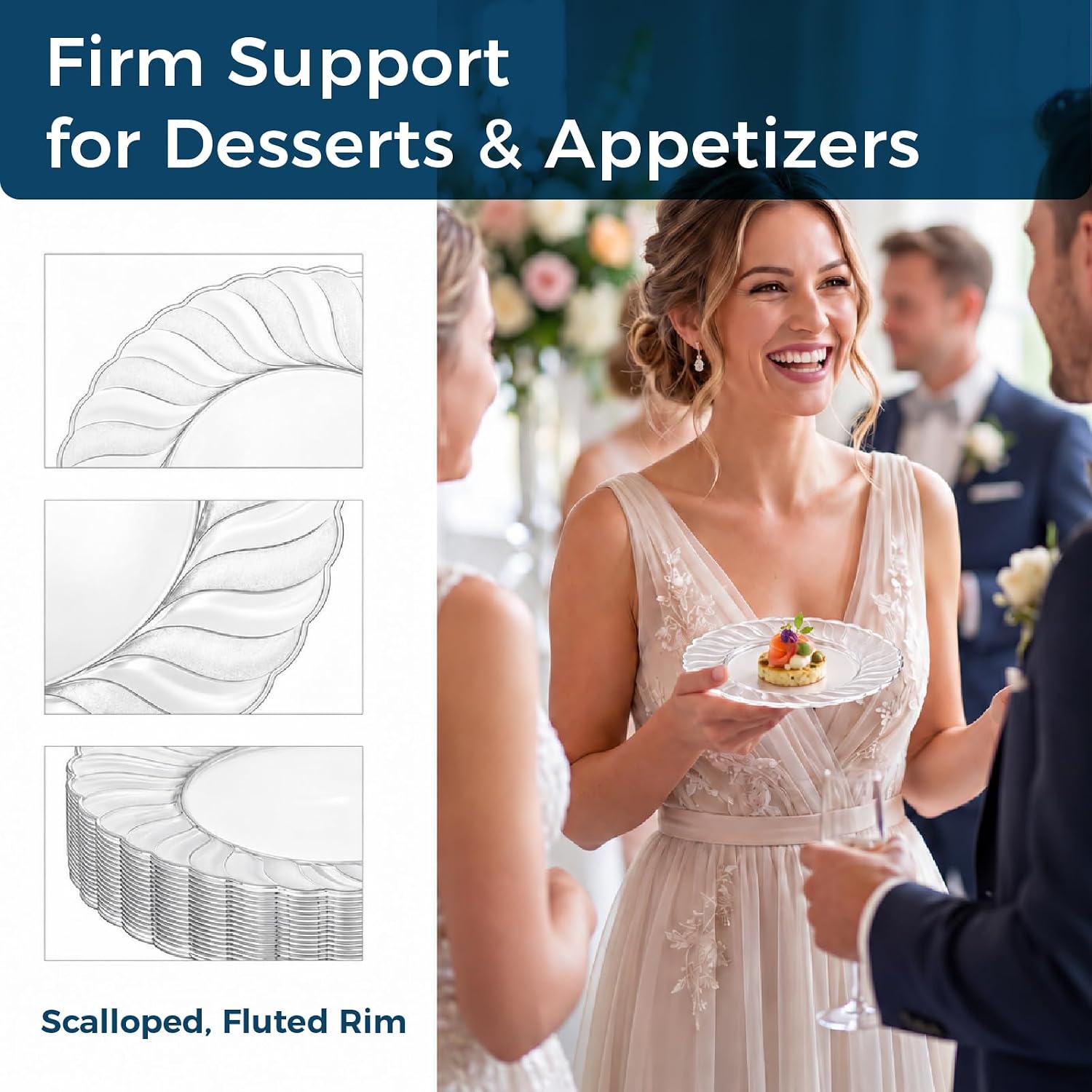 Clear Plastic Dessert Plates, 6.25 Inch, 100 Pack, Heavy Duty