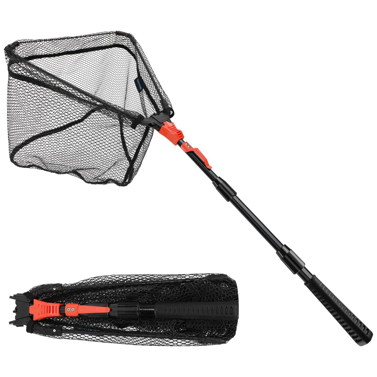 SAN LIKE Red de Pesca Triangular Plegable, Red a Prueba de Enredos, Redes Recubiertas de Goma con Mango telescópico de 110-250 cm, Accesorios de Ppesca para Adultos
